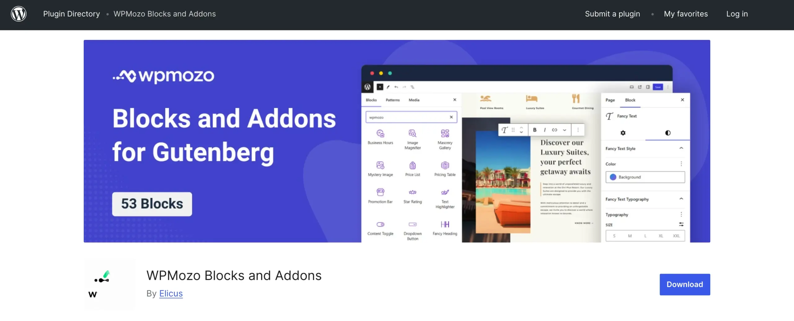Blocks and Addons for Gutenberg with Image Gallery blocks.