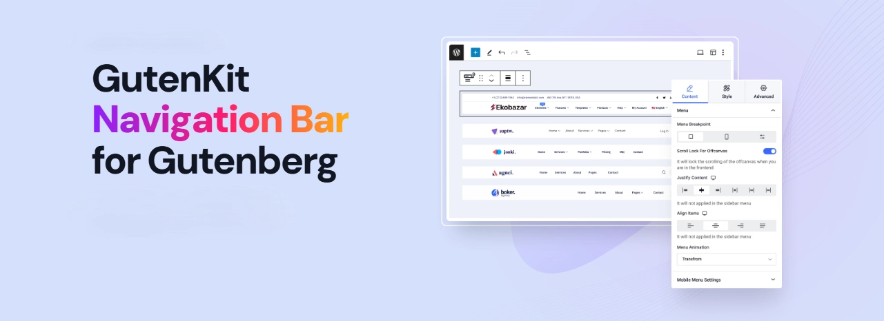 GutenKit navigation bar