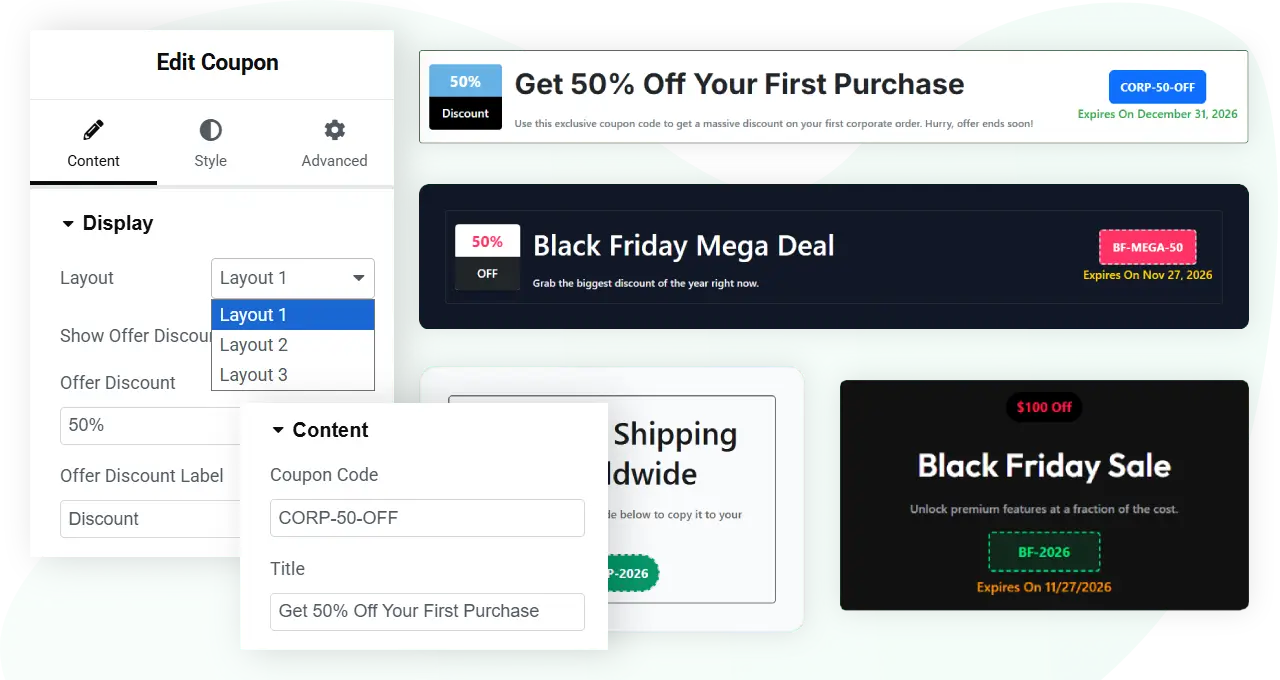 Elementor coupon