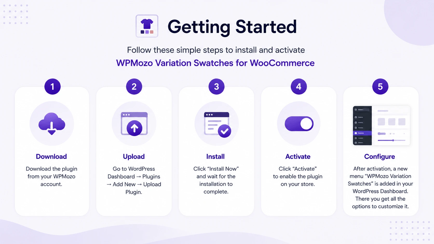 Briefly explained how to install the WPMozo Variation Swatches for WooCommerce plugin.