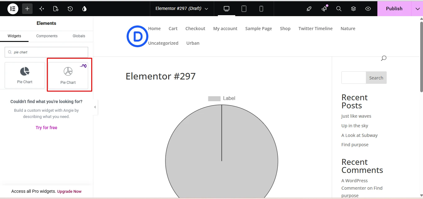Adding the Pie Chart widget by WPMozo