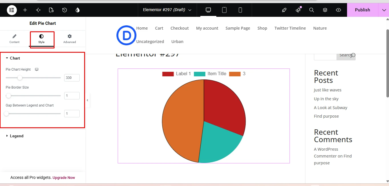 Styling options of the Pie Chart widget by WPMozo