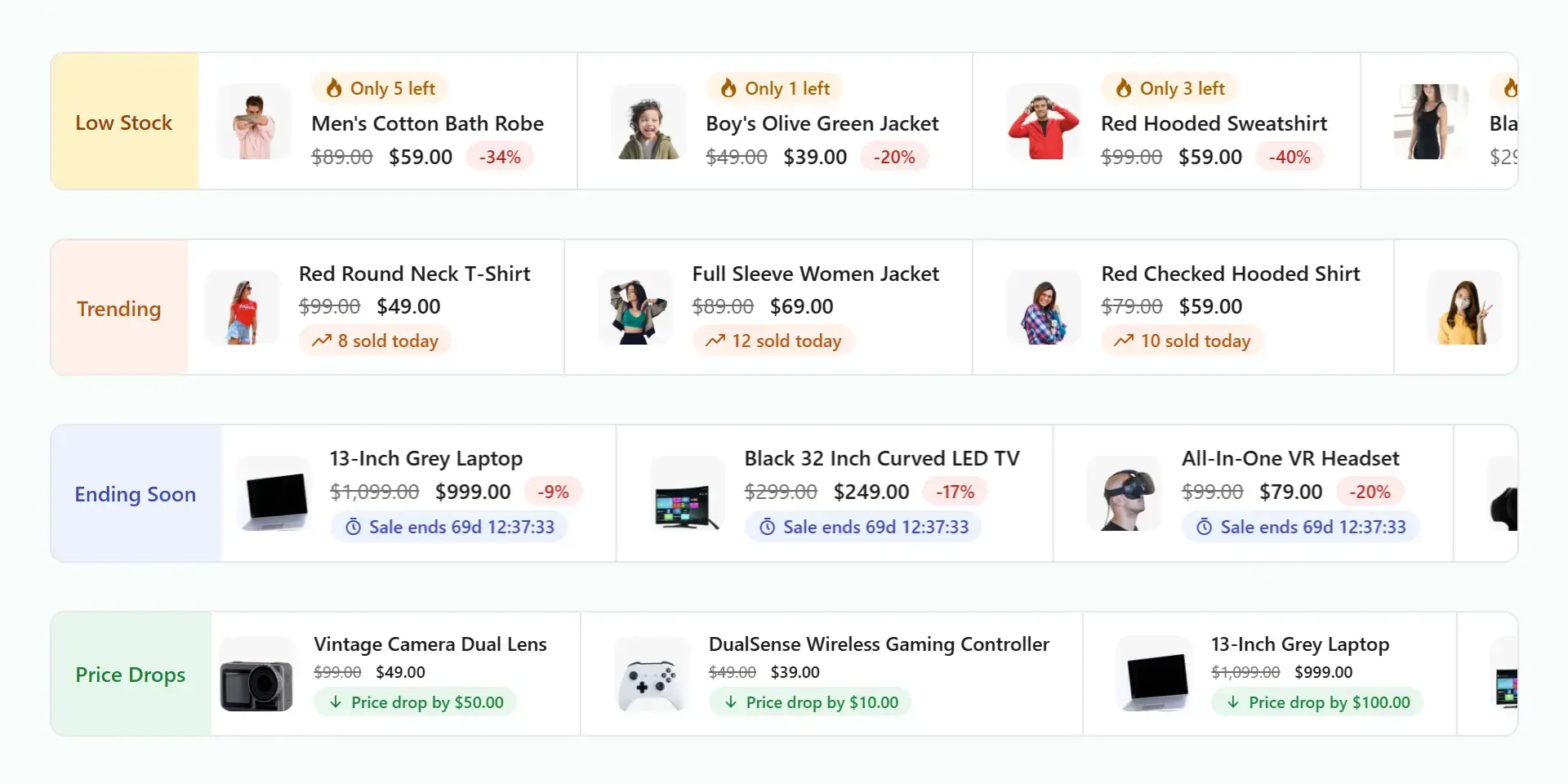 Demonstraion of WPMozo Product Ticker features