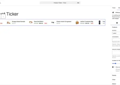 Product ticker block settings