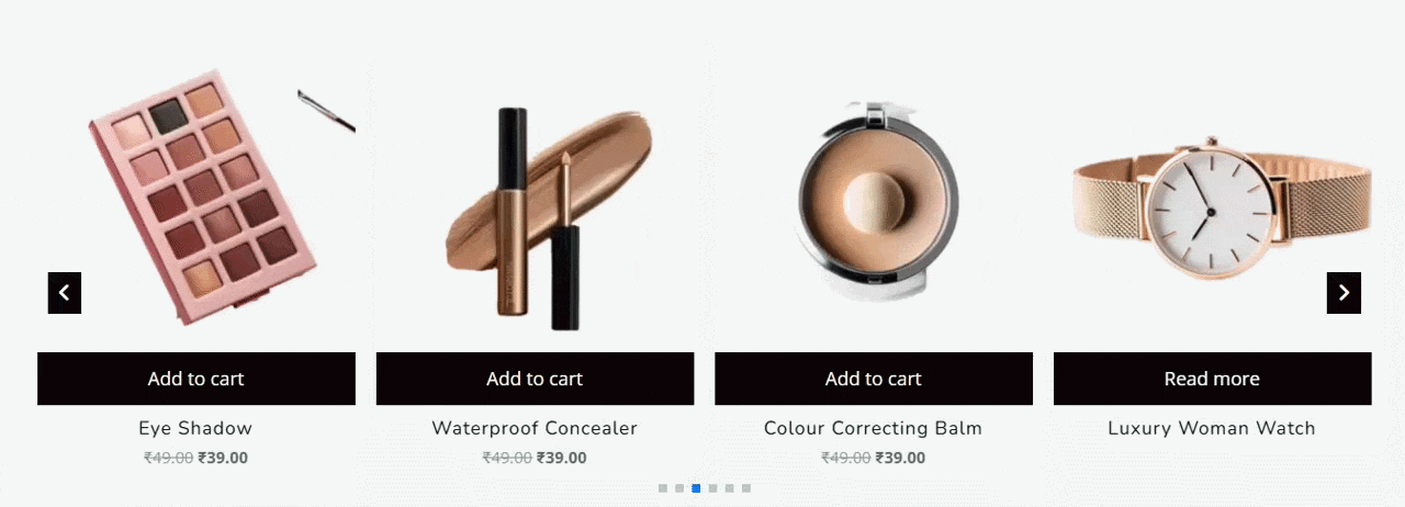 Demonstration of WooCommerce product carousel block for WordPress block editor
