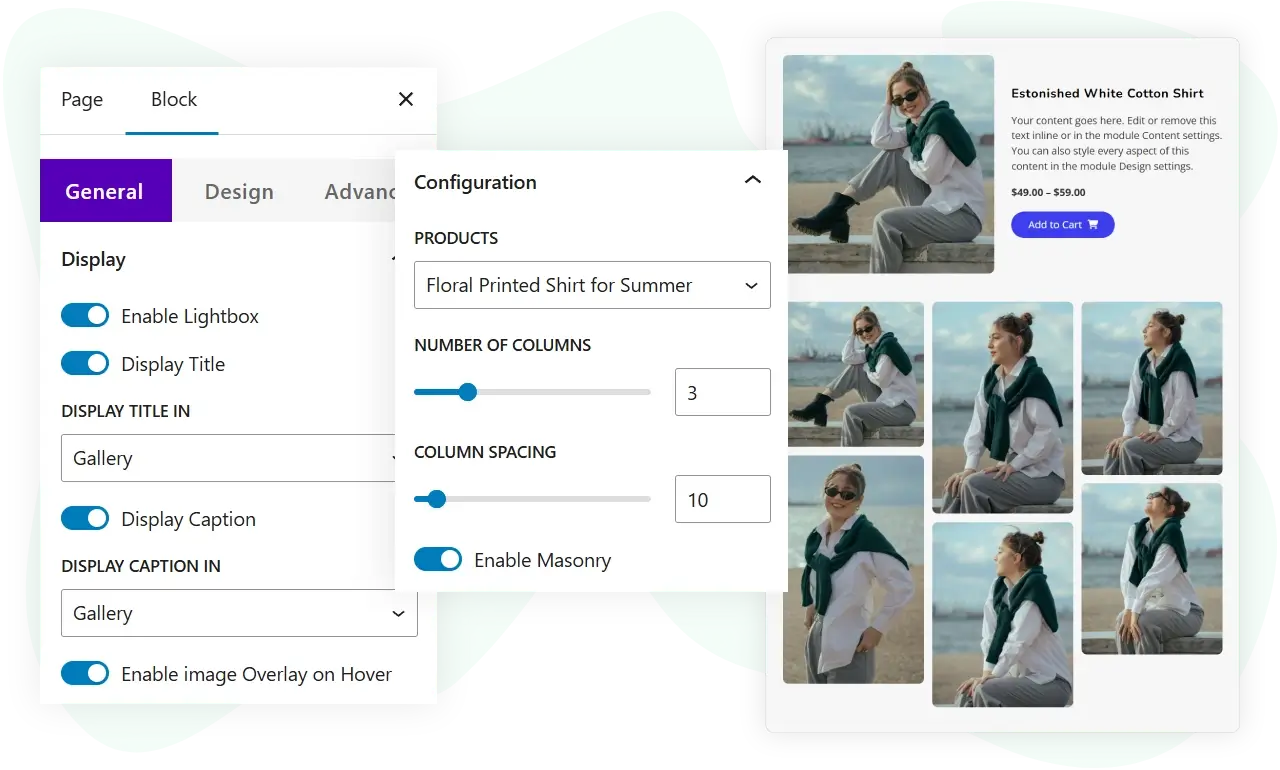 Demonstration of WooCommerce product gallery block for WordPress block editor