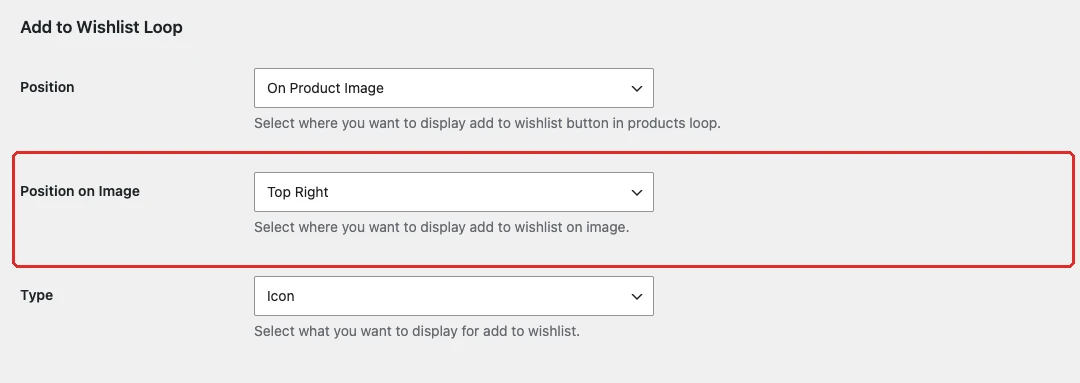 Position on Image setting