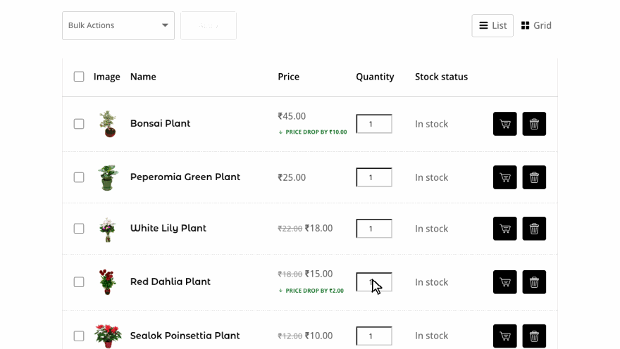 Removing a product from the wishlist and undoing it