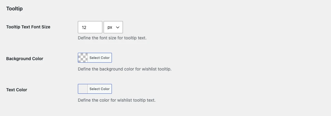 Tooltip style settings