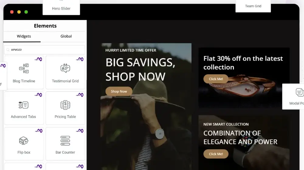 WPMozo widgets in Elementor