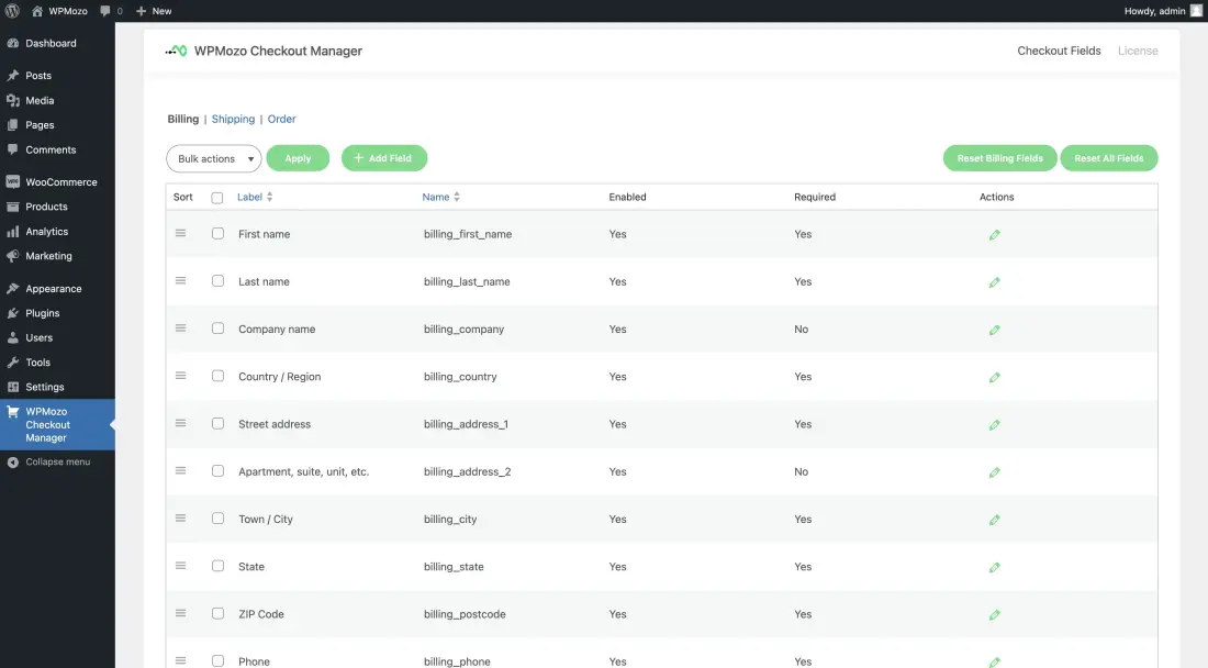 Checkout Manager settings