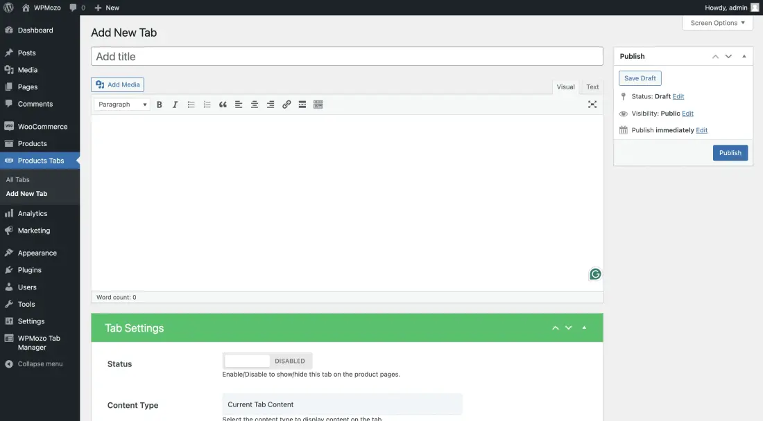 Tab Manager settings
